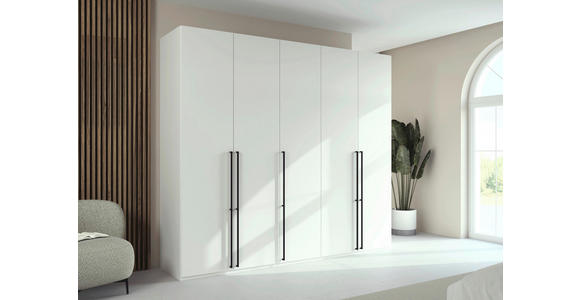 DREHTÜRENSCHRANK 251/223/61 cm,  in Weiß, 5-türig  - Schwarz/Weiß, Basics, Holzwerkstoff/Metall (251/223/61cm) - Novel