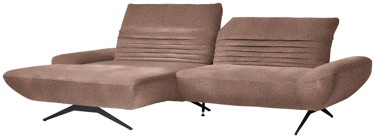 ECKSOFA  in Bouclé Altrosa  170-195/280 cm  - Schwarz/Altrosa, Design, Textil/Metall (170-195/280cm) - Dieter Knoll