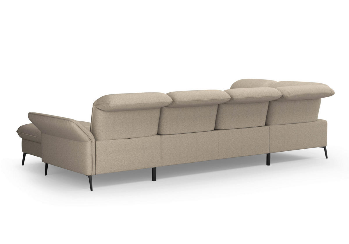 WOHNLANDSCHAFT in Flachgewebe Taupe  - Taupe/Schwarz, Konventionell, Textil/Metall (231/359/198cm) - Sit & More