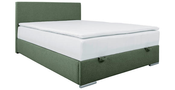 BOXBETT 90/200 cm in Grün - Chromfarben/Grün, KONVENTIONELL, Kunststoff/Textil (90/200cm) - Carryhome