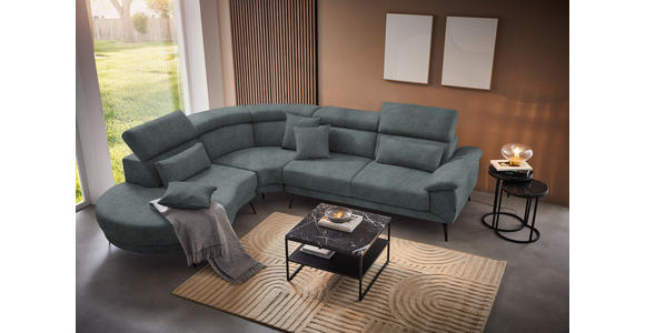 ECKSOFA in Samt Grau  - Schwarz/Grau, Design, Textil/Metall (264/299cm) - Novel