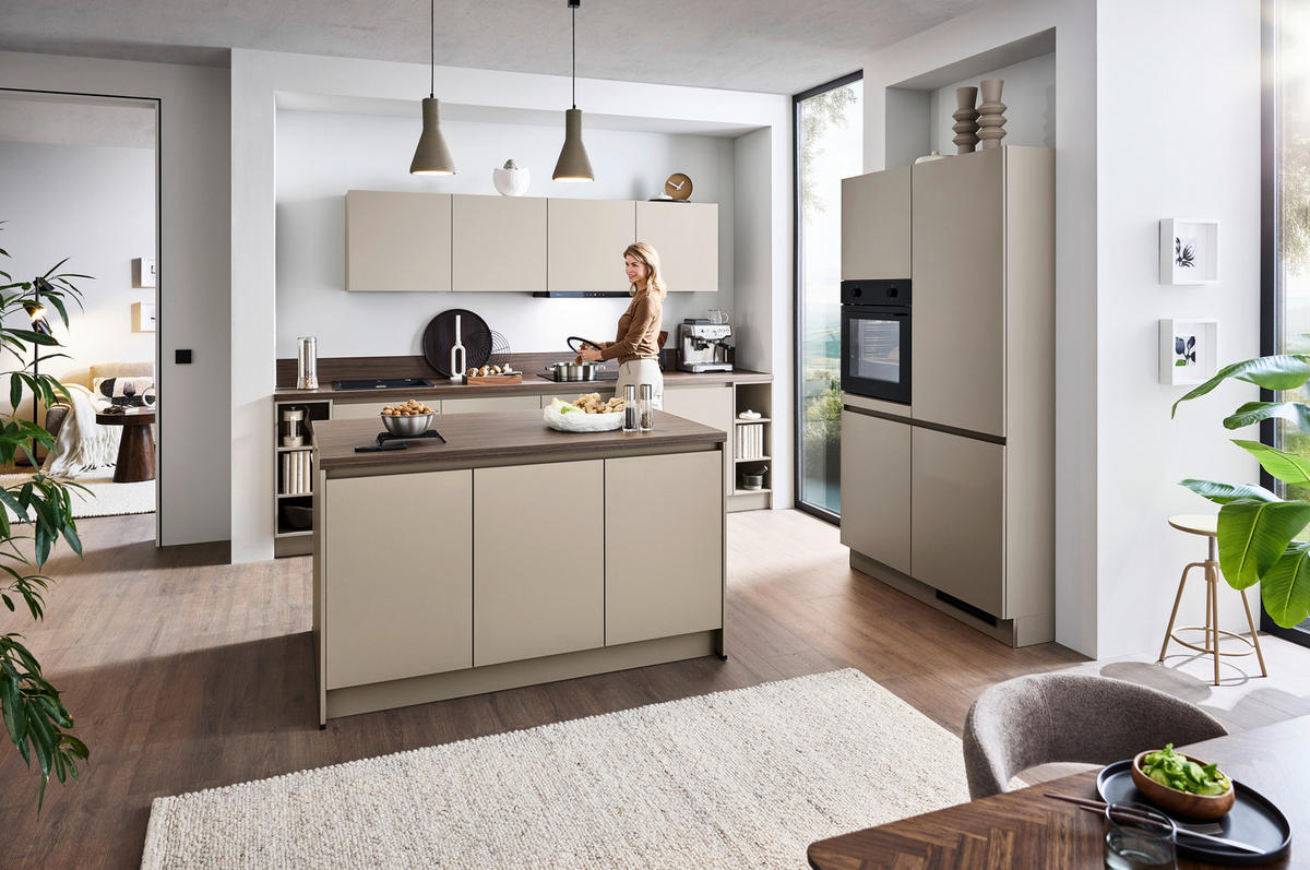EINBAUKÜCHE   - Creme, KONVENTIONELL, Holzwerkstoff - Welnova