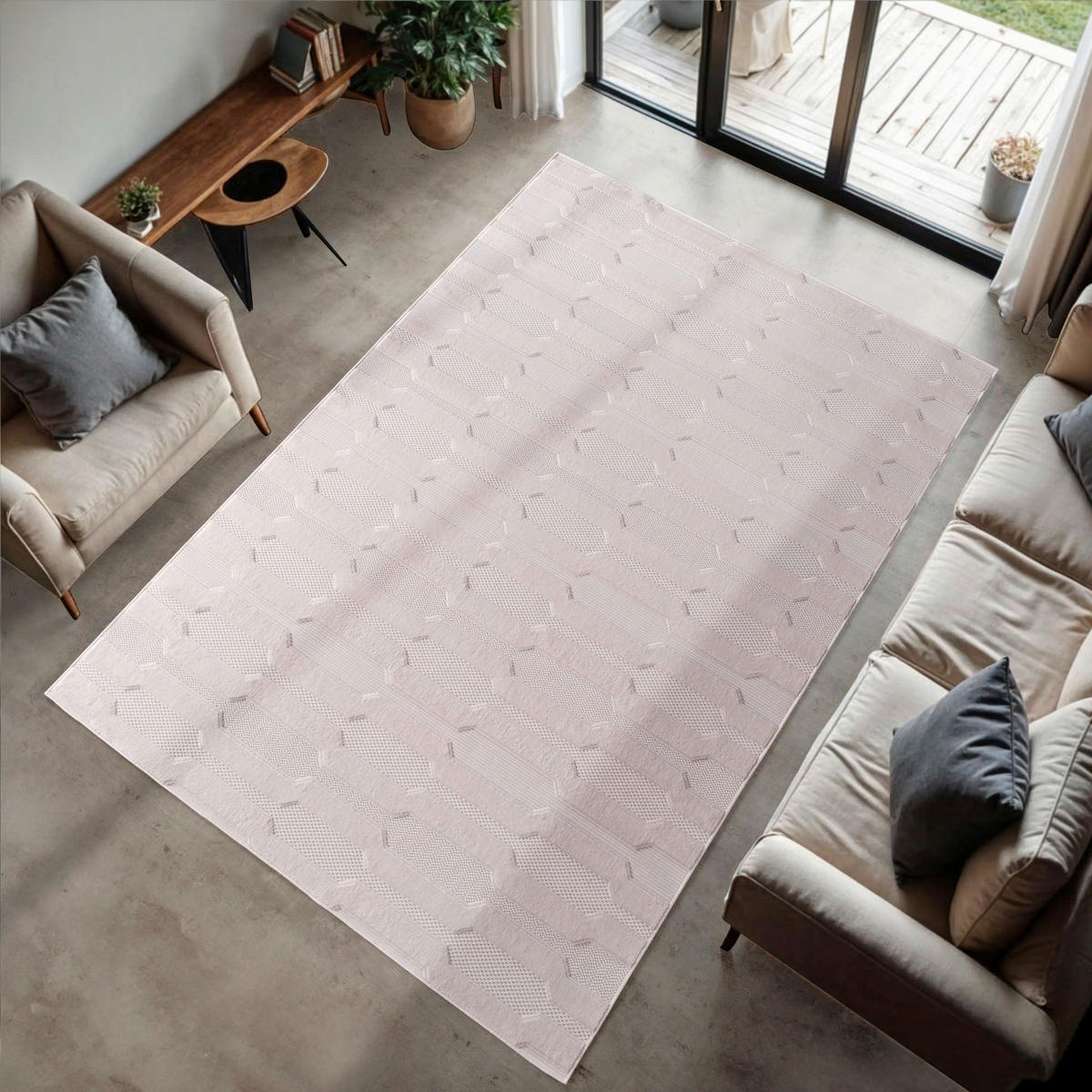 RAVNO TKANA PREPROGA  Doha     160/230 cm    tkano  krem barve  - krem barve, Basics, tekstil (160/230cm)