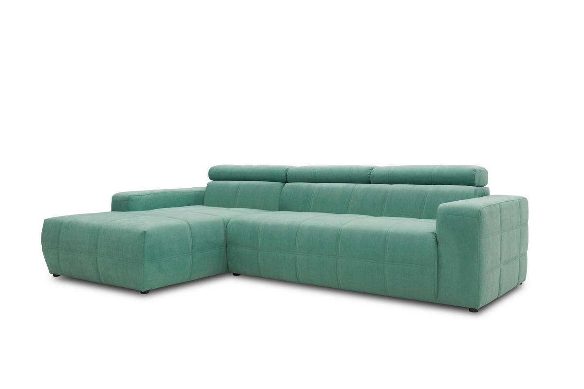 ECKSOFA in Mikrofaser Mintgrün  175/285 cm  - Schwarz/Mintgrün, Design, Kunststoff/Textil (175/285cm) - MID.YOU