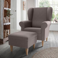 SESSELSET Struktur Braun  - Naturfarben/Braun, Konventionell, Holz/Textil (80/102/86cm) - Livetastic