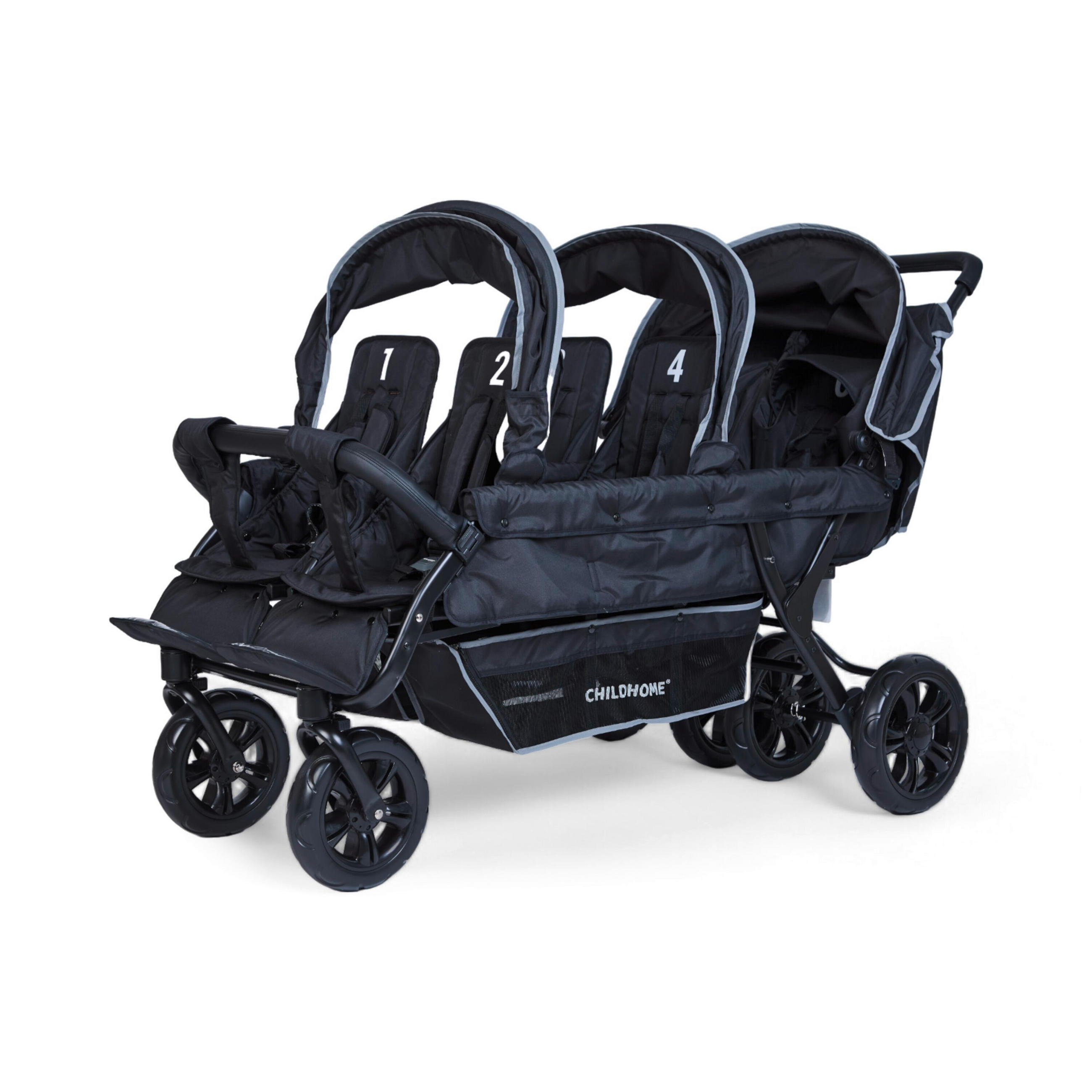 GESCHWISTERWAGEN  - Schwarz, Basics, Textil/Metall (163/85/107cm) - Childhome