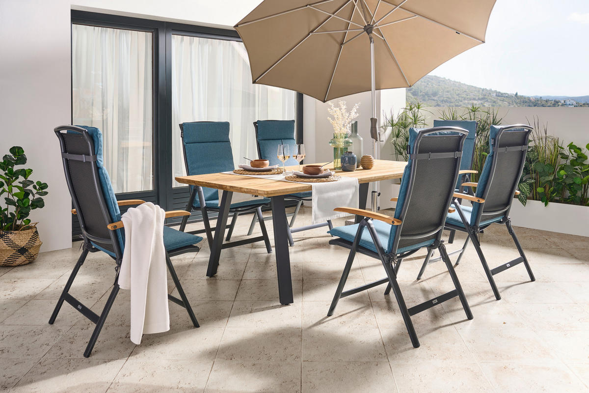 GARTENTISCH Holz, Metall Naturfarben rechteckig  - Dunkelgrau/Naturfarben, Natur, Holz/Metall (220/76/100cm) - Amatio