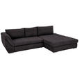 ECKSOFA Dunkelbraun Flachgewebe  - Dunkelbraun/Silberfarben, Design, Textil/Metall (306/174cm) - Carryhome