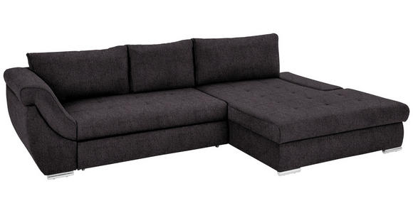 ECKSOFA Dunkelbraun Flachgewebe  - Dunkelbraun/Silberfarben, Design, Textil/Metall (306/174cm) - Carryhome