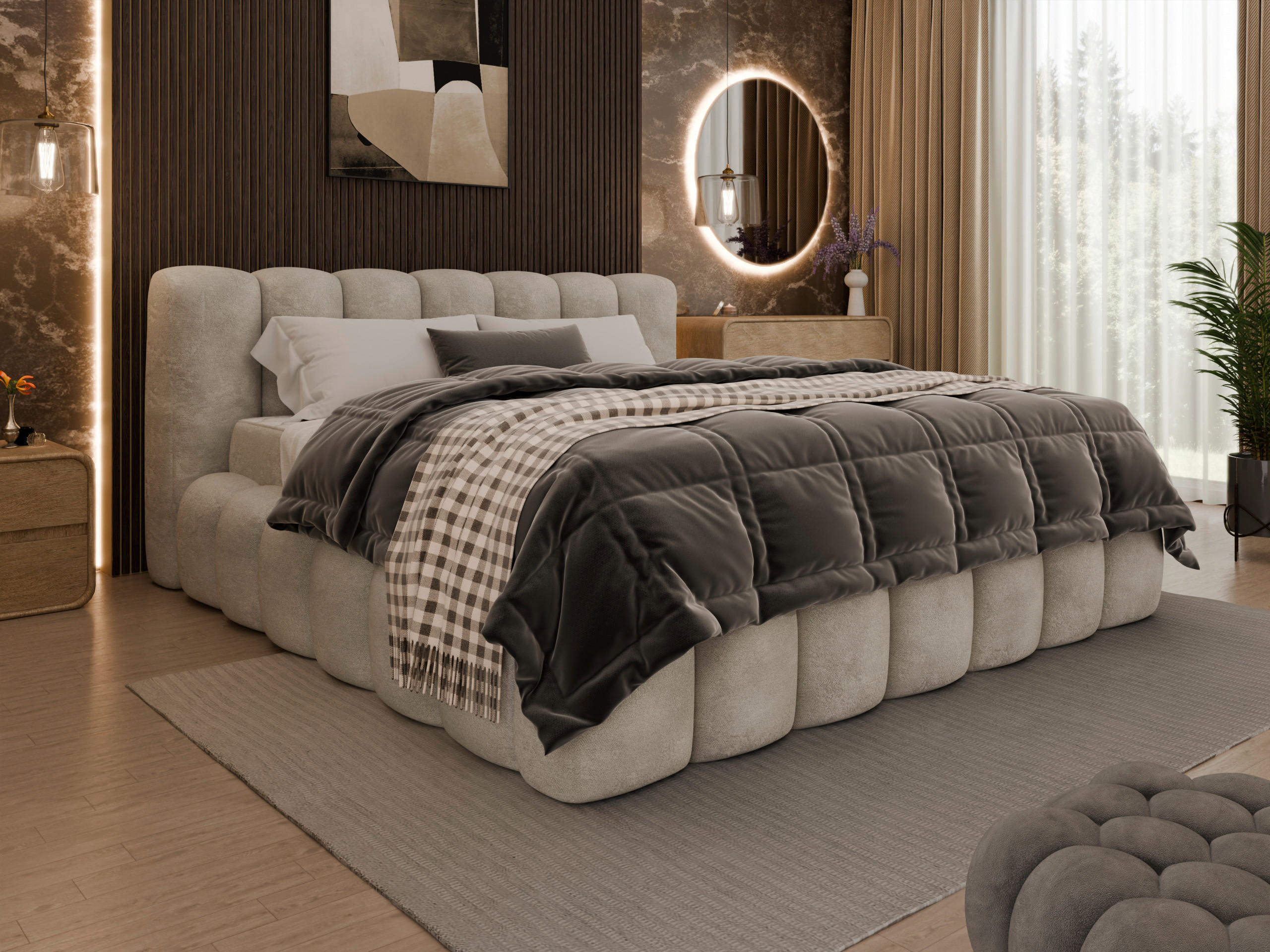POLSTERBETT Lattenrost, Bettkasten Creme 180/200 cm  - Birkefarben/Creme, Trend, Holz/Kunststoff (180/200cm) - Esposa