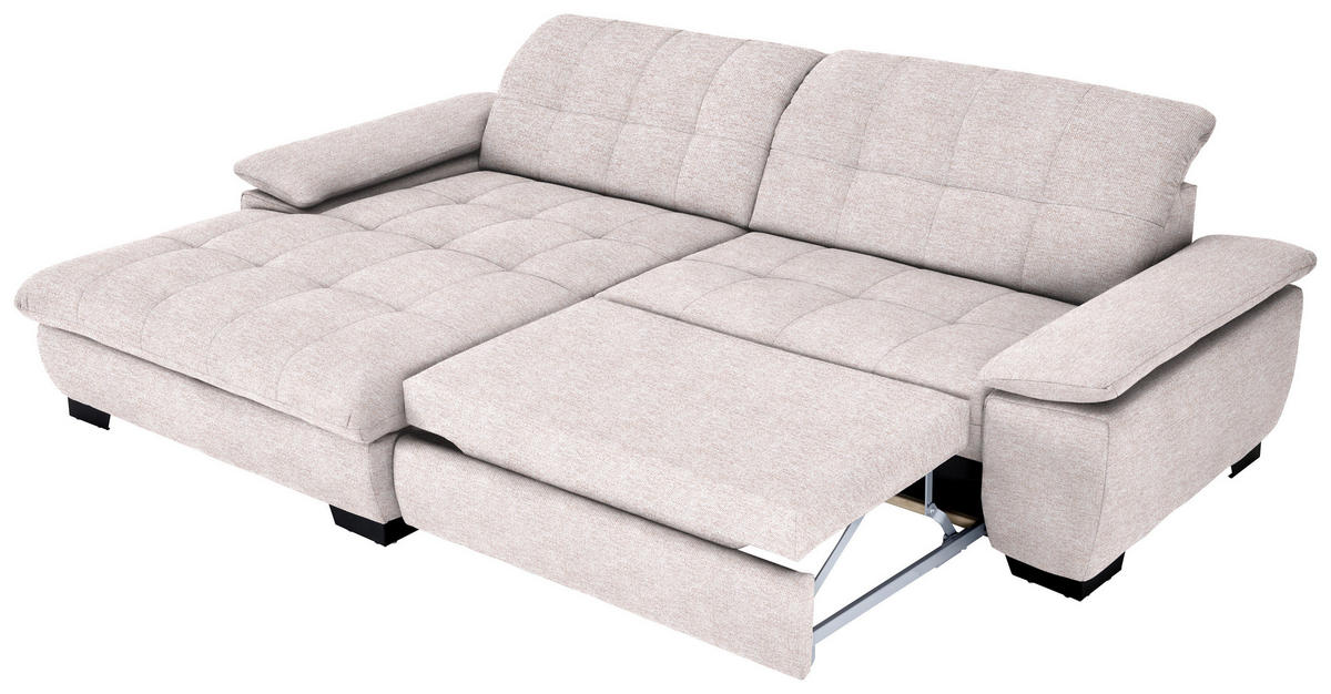 ECKSOFA in Webstoff Hellrosa  180/265 cm  - Hellrosa/Schwarz, Design, Textil/Metall (180/265cm) - Carryhome
