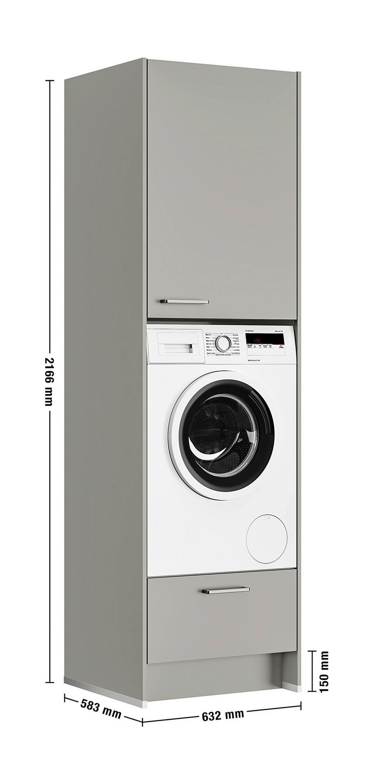WASCHMASCHINENSCHRANK 63,2/216,6/58,3 cm  in Grau  - Edelstahlfarben/Weiß, MODERN, Holzwerkstoff/Metall (63,2/216,6/58,3cm) - Nobilia