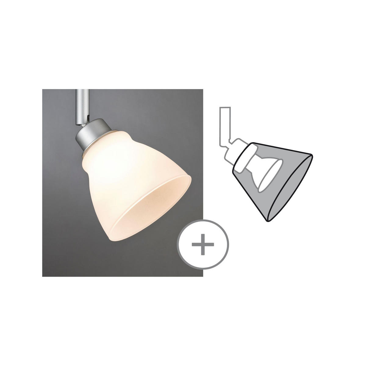 SCHIENENSYSTEM-LEUCHTENSCHIRM URail 9/8 cm   - Weiß, Design, Glas (9/8cm) - Paulmann