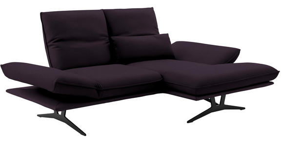 ECKSOFA in Echtleder Violett  - Violett/Schwarz, Design, Leder/Metall (210/130cm) - Dieter Knoll