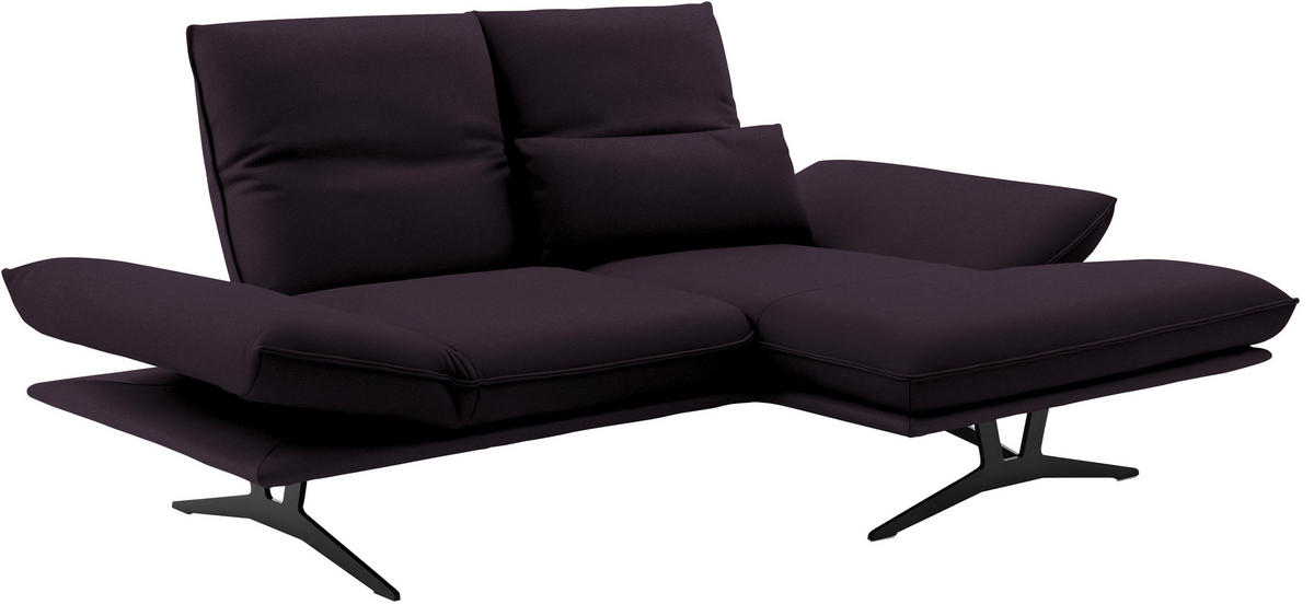 ECKSOFA in Echtleder Violett  210/130 cm  - Violett/Schwarz, Design, Leder/Metall (210/130cm) - Dieter Knoll