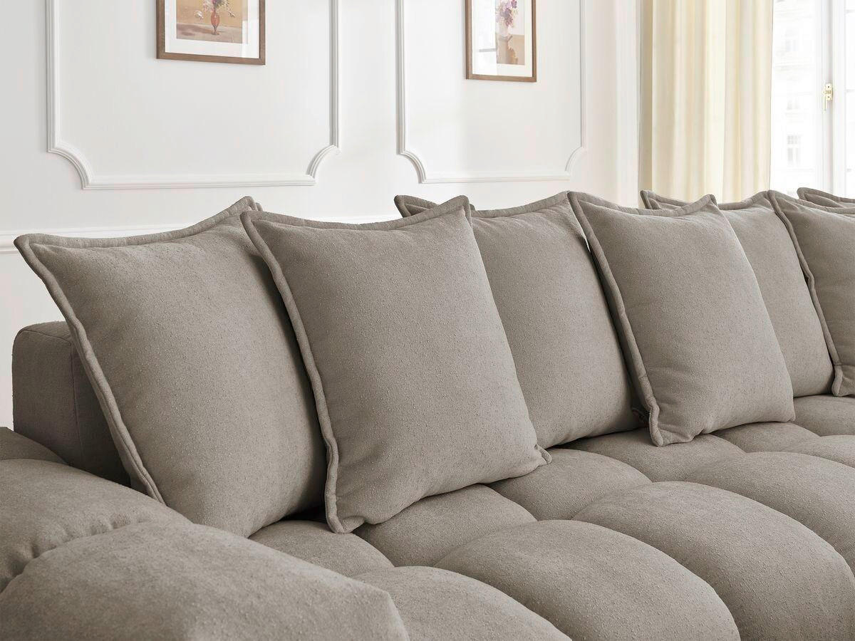ECKSOFA Ottomane rechts  EVEREST Taupe Struktur  - Taupe/Schwarz, MODERN, Kunststoff/Textil (352/210cm)