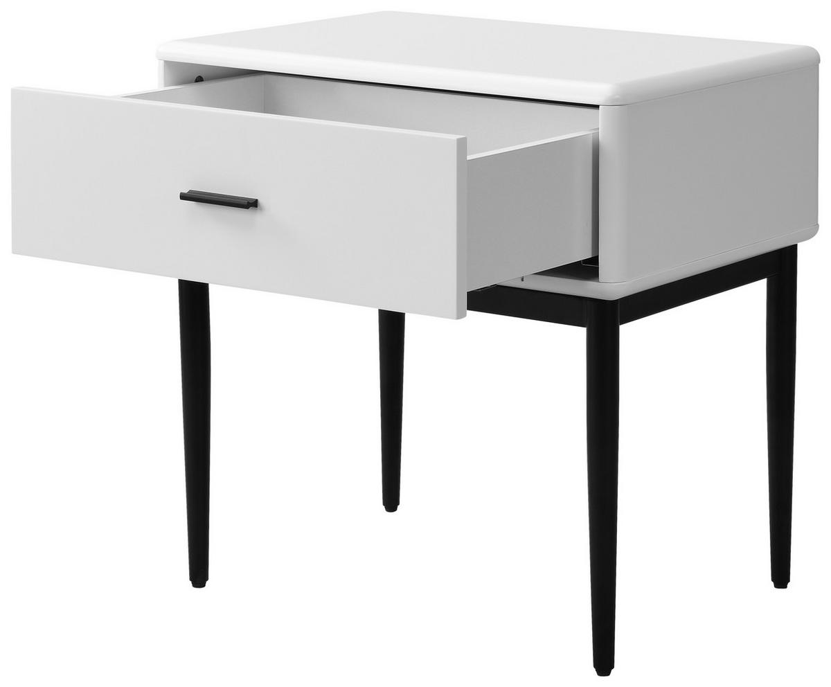 NACHTSCHRANK 54/55/40 cm  - Schwarz/Weiß, MODERN, Holzwerkstoff/Metall (54/55/40cm) - Livetastic