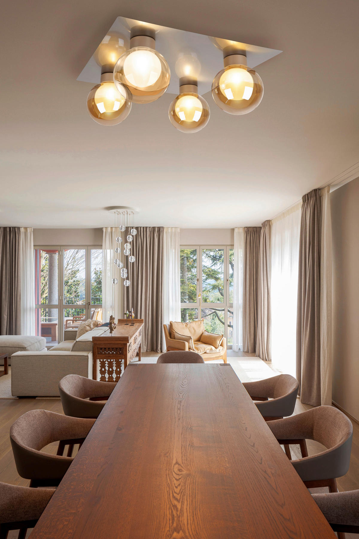 DECKENLEUCHTE DONIKA 40/40/18 cm   - Silberfarben, Trend, Glas/Metall (40/40/18cm) - Näve