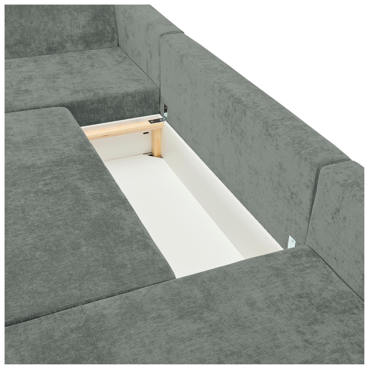 WOHNLANDSCHAFT Hellgrau Chenille  - Hellgrau/Schwarz, KONVENTIONELL, Kunststoff/Textil (183/311/140cm) - Ti'me