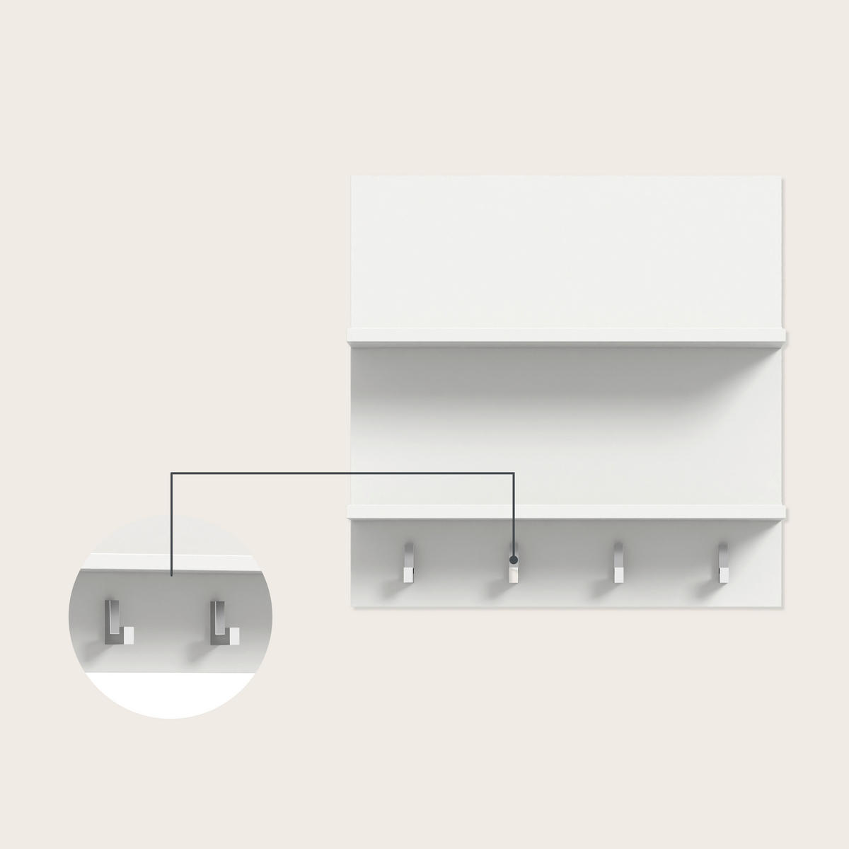 GARDEROBE 5-teilig  - Weiss Hochglanz/Weiss, Design, Holzwerkstoff (174cm) - Livetastic