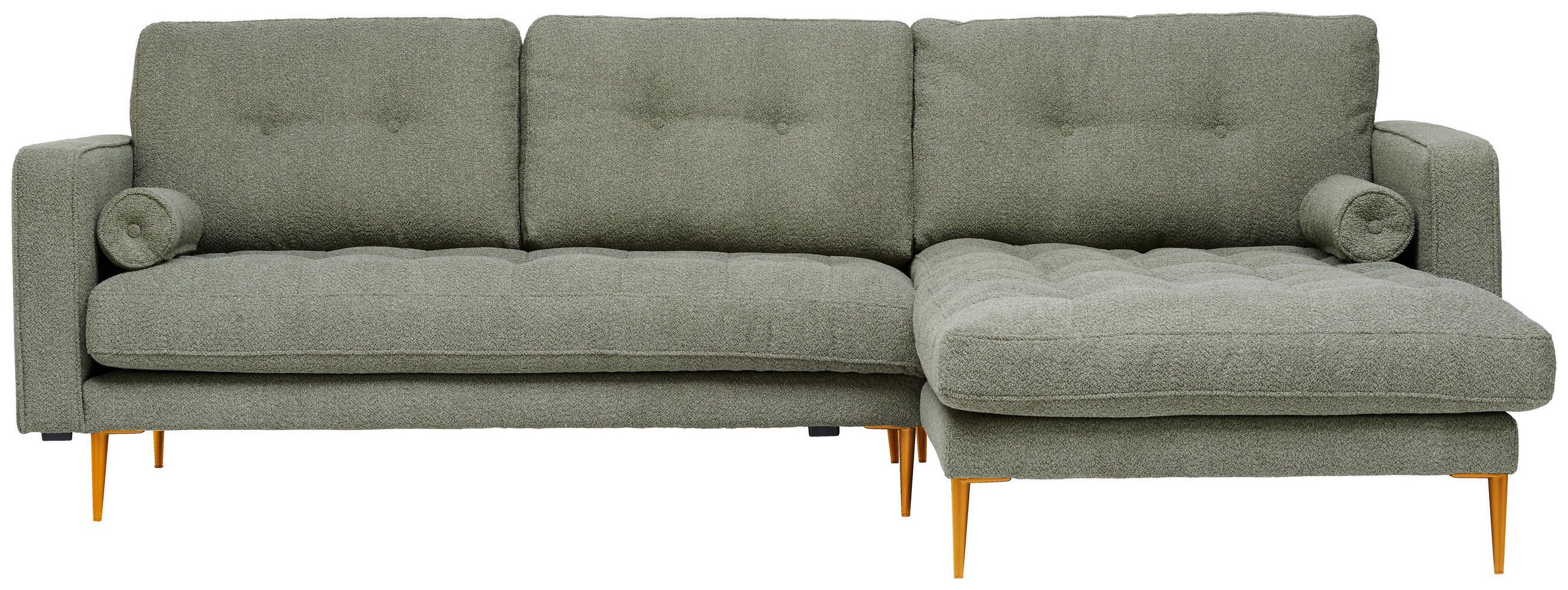 ECKSOFA in beflockt Olivgrün  - Goldfarben/Olivgrün, Design, Textil/Metall (277/165cm) - Livetastic