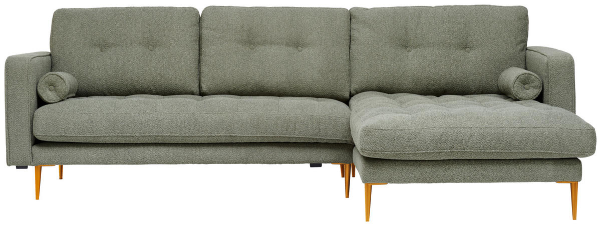 ECKSOFA in beflockt Olivgrün  - Goldfarben/Olivgrün, Design, Textil/Metall (277/165cm) - Livetastic