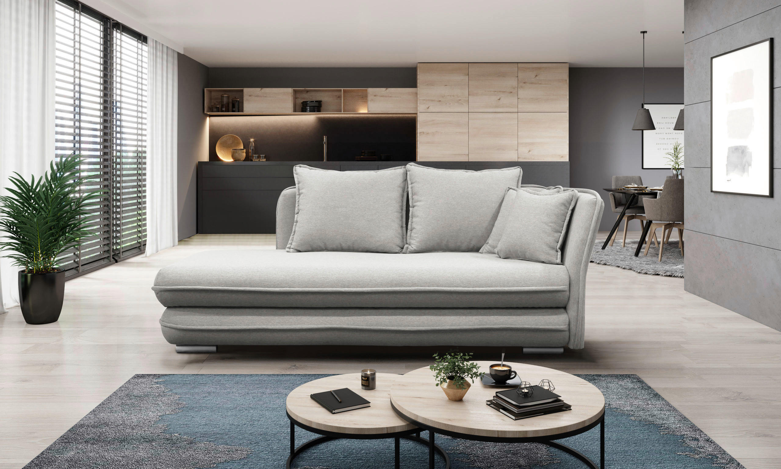 HEVERŐ textil bézs  - bézs/ezüst, Design, műanyag/textil (224/84/99/107cm) - Xora