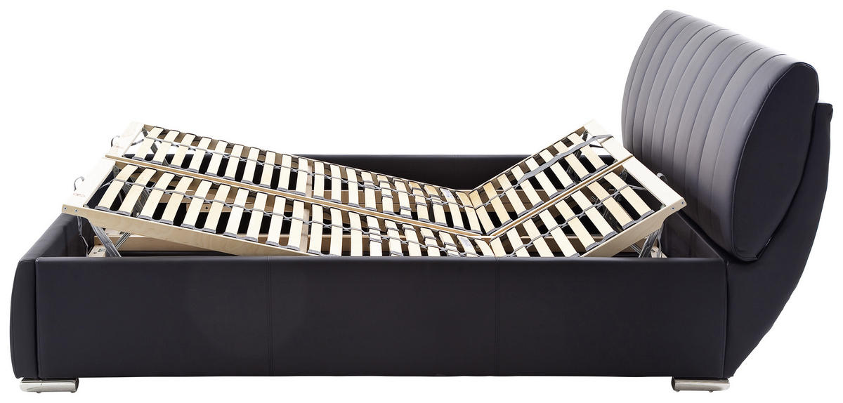 POLSTERBETT 180/200 cm  in Schwarz  - Chromfarben/Schwarz, Design, Holz/Textil (180/200cm) - Livetastic