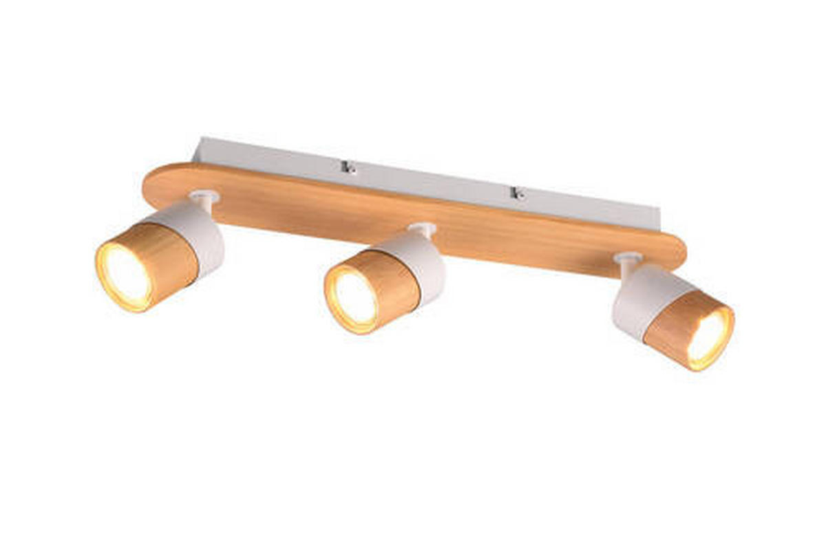 BODOVÉ SVÍTIDLO, GU10, 48/15/9 cm - bílá/hnědá, Natur, kov/dřevo (48/15/9cm)
