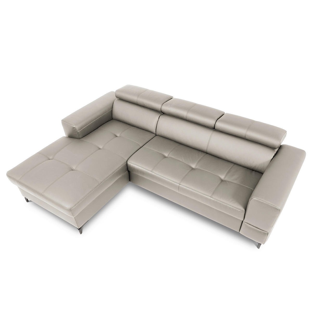 ECKSOFA  in Lederlook Echtleder Platinfarben  173/247 cm  - Platinfarben/Schwarz, Design, Leder/Textil (173/247cm) - Livetastic