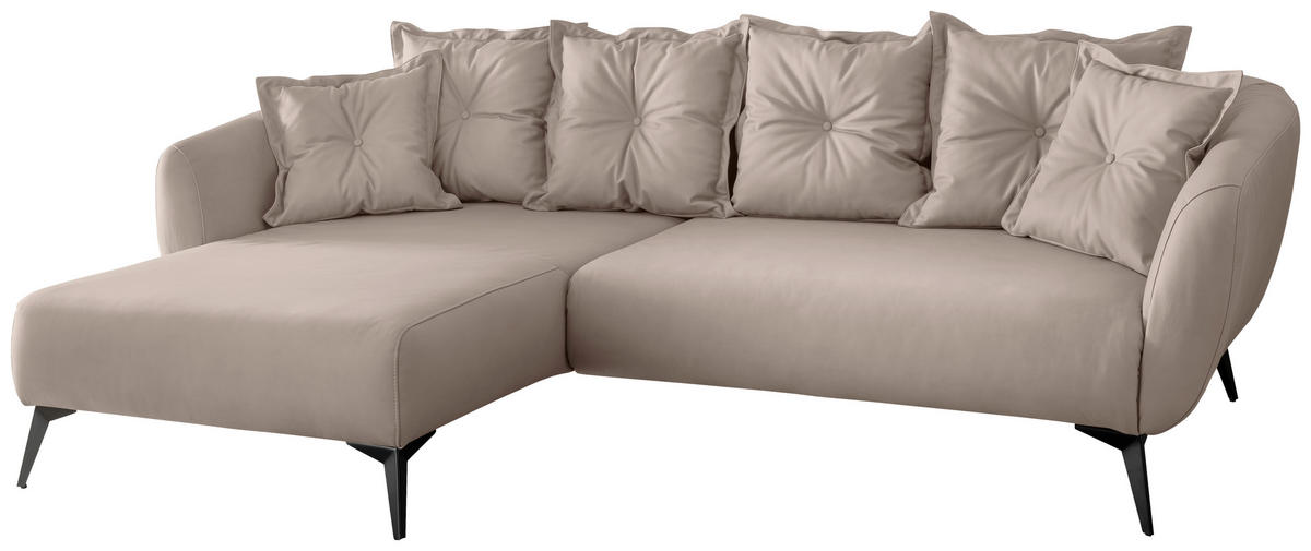 ECKSOFA in Lederlook Beige  162/277 cm  - Beige/Schwarz, MODERN, Textil/Metall (162/277cm) - Livetastic