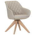 ARMLEHNSTUHL  Typenauswahl, Sitzfläche 360° drehbar, automatische Rückholfunktion  Echtleder  - Beige/Naturfarben, Design, Leder/Holz (60/83/65cm) - Landscape
