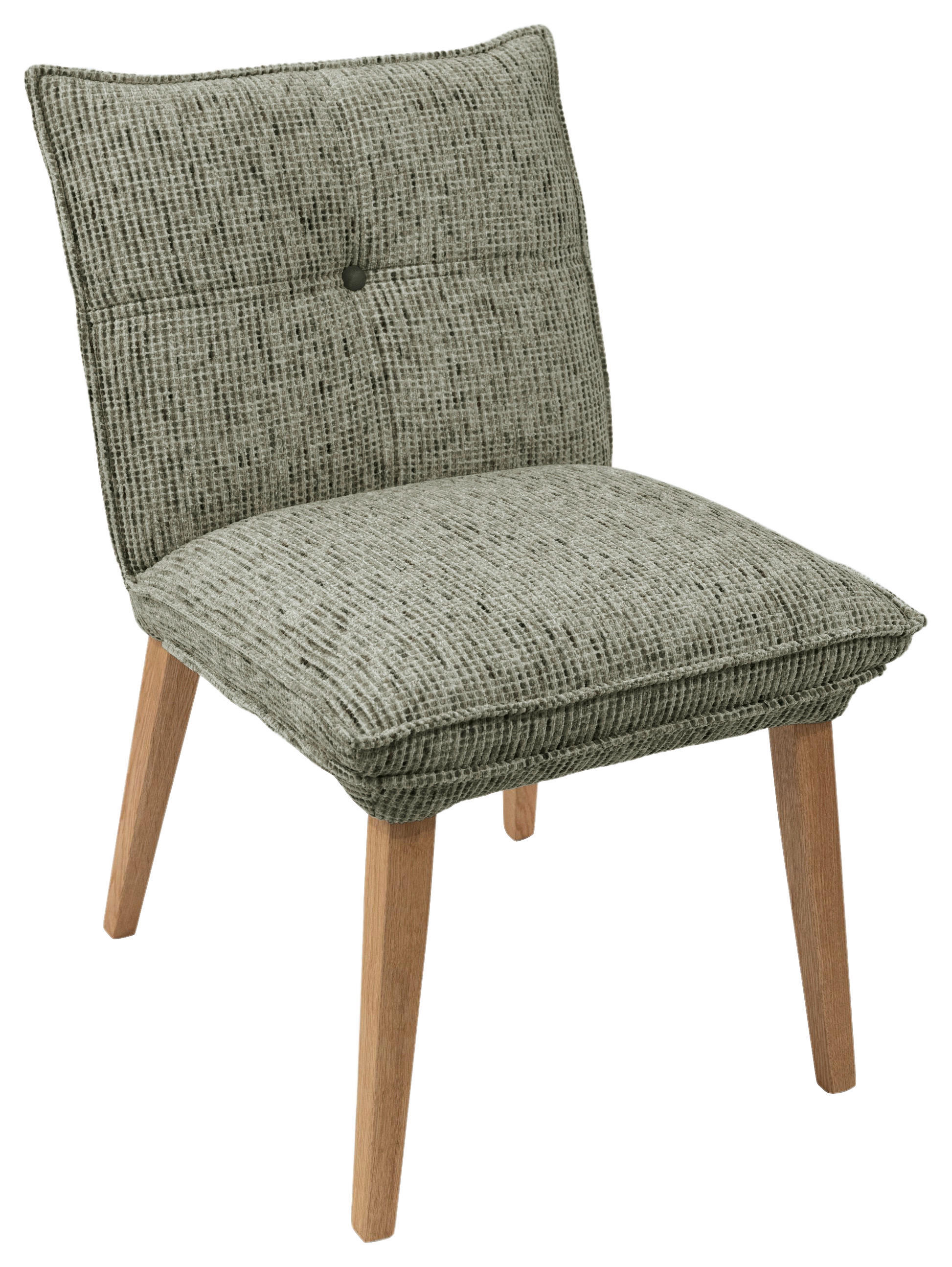 STUHL Chenille Grün, Eichefarben Eiche massiv  - Eichefarben/Grün, KONVENTIONELL, Holz/Textil (52/86/65cm) - Valdera
