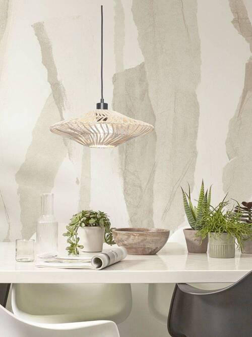 HÄNGELEUCHTE GOOD&MOJO  40/12 cm   - Weiß, Trend, Naturmaterialien (40/12cm) - Good & Mojo