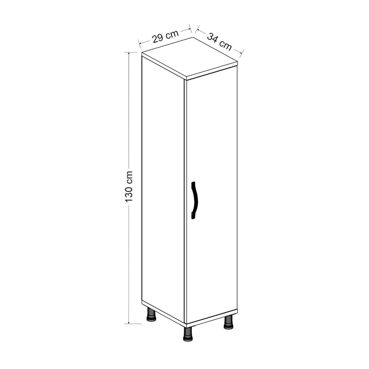 MEHRZWECKSCHRANK 34/130/29 cm  - Weiss/Alufarben, Design, Holz (34/130/29cm) - Livetastic