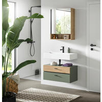 BADEZIMMER 2-teilig  in 75 cm  - Eichefarben/Schwarz, Trend, Glas/Holzwerkstoff (75cm) - MID.YOU