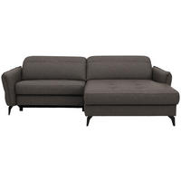 ECKSOFA Flachgewebe Graubraun  - Graubraun/Schwarz, Design, Textil/Metall (246/175cm) - Celina