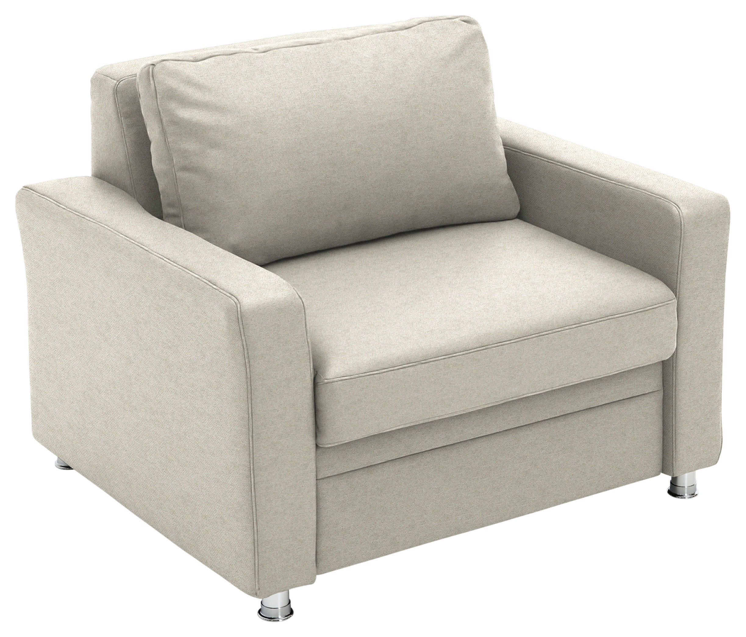 SCHLAFSESSEL  in Chenille Naturfarben  - Alufarben/Naturfarben, KONVENTIONELL, Textil/Metall (106/90/100cm) - Beldomo Style