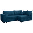ECKSOFA Blau Cord  - Blau/Schwarz, KONVENTIONELL, Kunststoff/Textil (245/153cm) - Carryhome