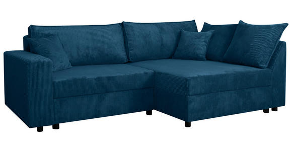 ECKSOFA Blau Cord  - Blau/Schwarz, KONVENTIONELL, Kunststoff/Textil (245/153cm) - Carryhome
