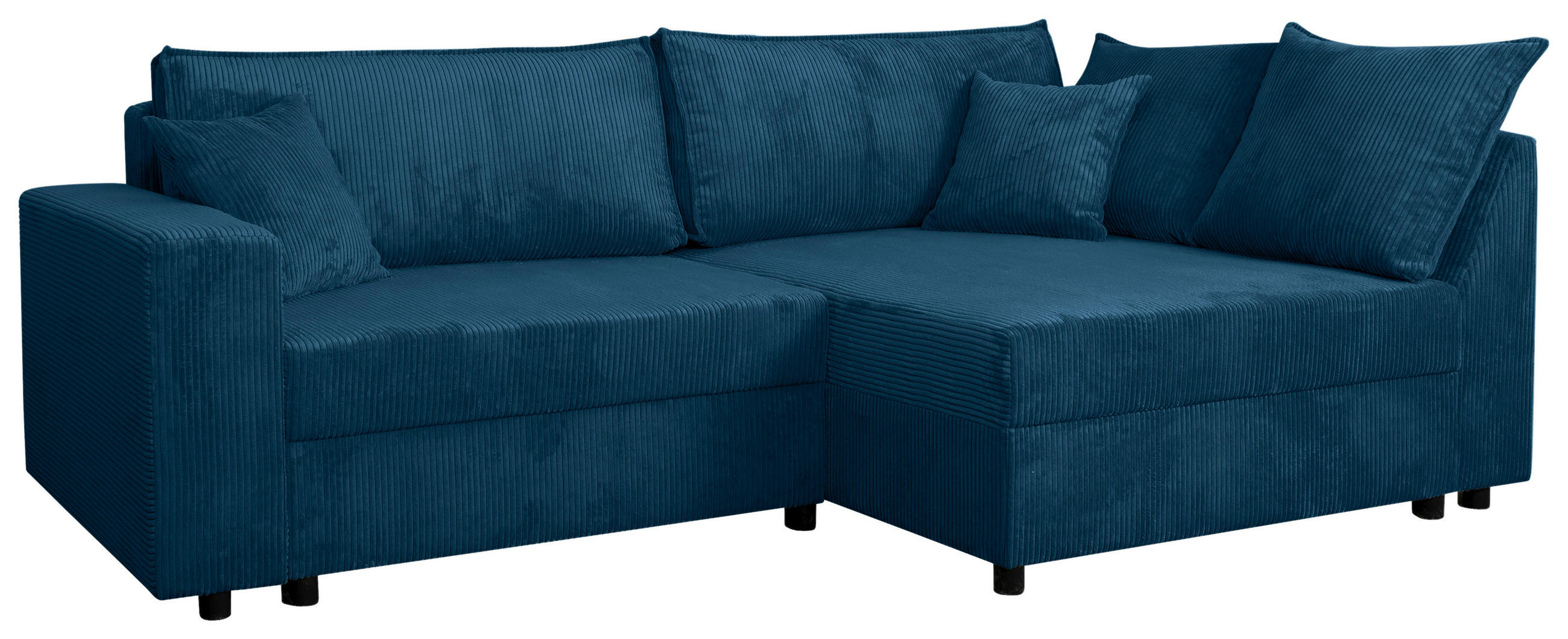 ECKSOFA Blau Cord  - Blau/Schwarz, KONVENTIONELL, Kunststoff/Textil (245/153cm) - Carryhome