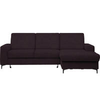 ECKSOFA in Velours Aubergine  - Aubergine/Schwarz, KONVENTIONELL, Textil/Metall (247/167cm) - Stylife