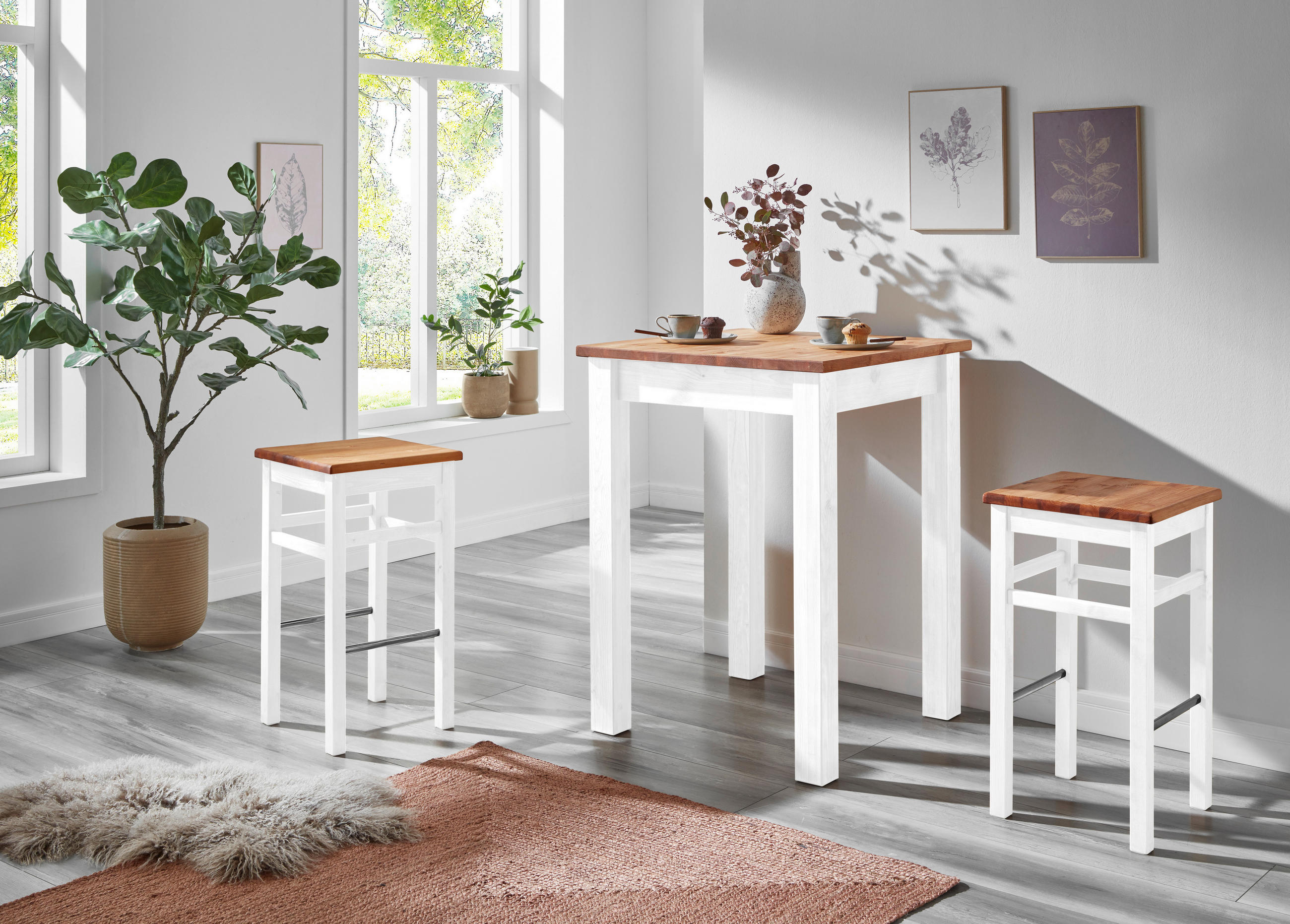 BARTISCH  - Laugenfarbig/Weiß, ROMANTIK / LANDHAUS, Holz (78/78/103cm) - Boxxx