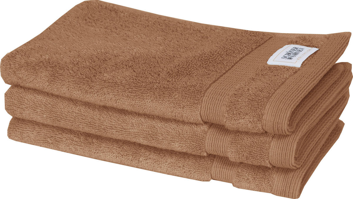 GÄSTETUCH 30/50 cm SW-Cuddly Braun 3-teilig  - Braun, Basics, Textil (30/50cm) - Schöner Wohnen