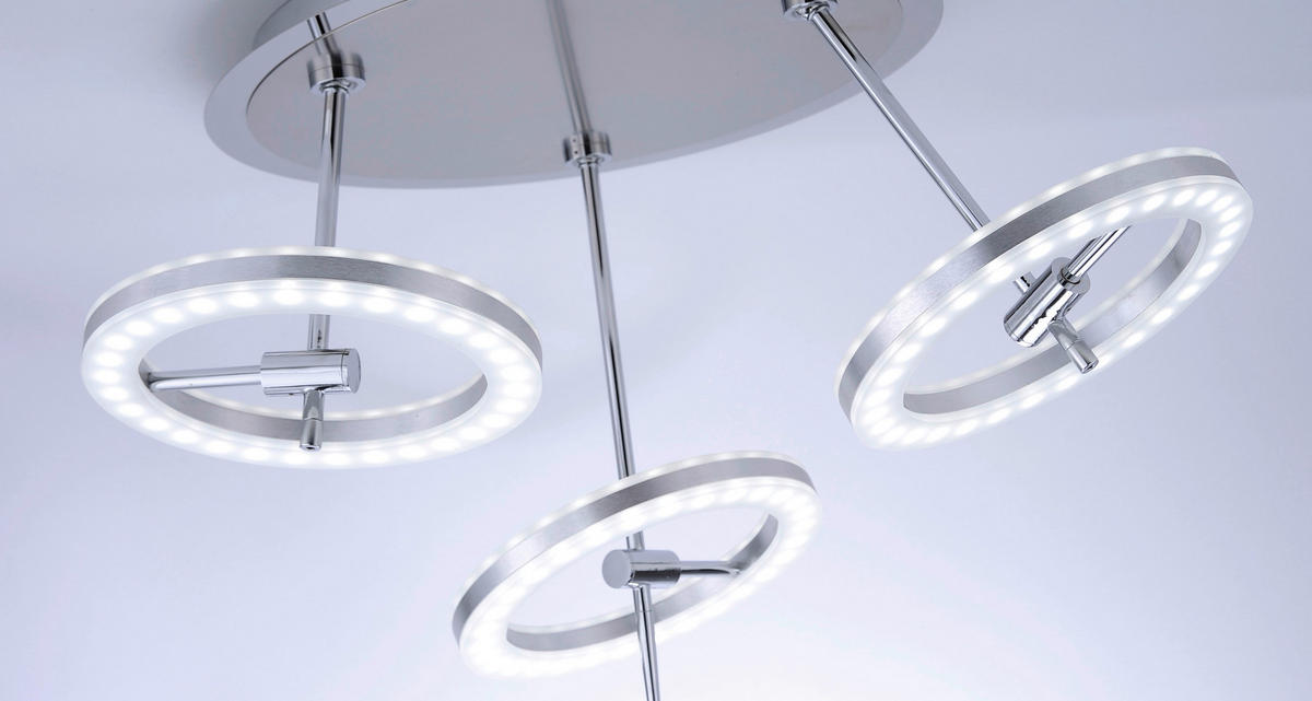 LED-DECKENLEUCHTE 55/55/35,5 cm  - Edelstahlfarben, Design, Kunststoff/Metall (55/55/35,5cm) - Just Light