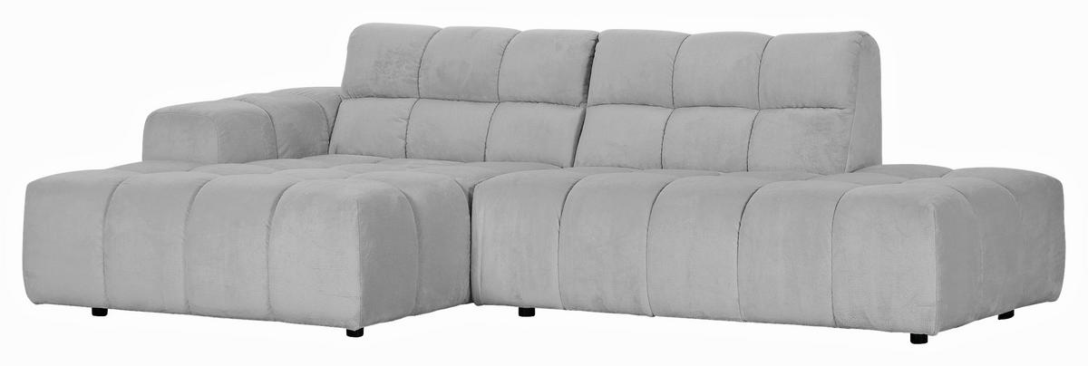 HÖRNSOFFA i plysch ljusgrå  - ljusgrå/svart, Klassisk, textil/plast (155/282cm) - MID.YOU