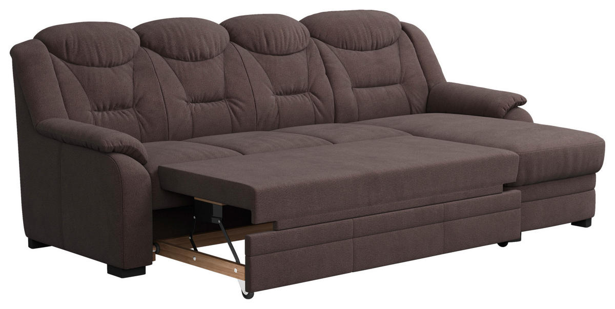 ECKSOFA in Chenille Braun  257/162 cm  - Schwarz/Braun, Basics, Kunststoff/Textil (257/162cm) - MID.YOU