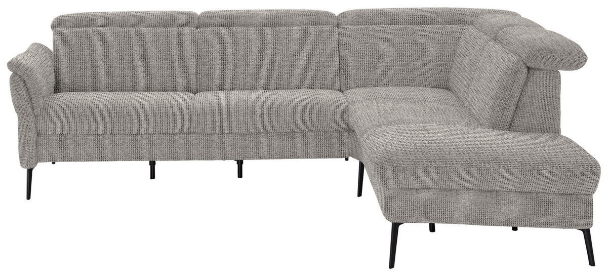 ECKSOFA in Struktur Hellgrau  275/235 cm  - Hellgrau/Schwarz, MODERN, Textil/Metall (275/235cm) - Cantus