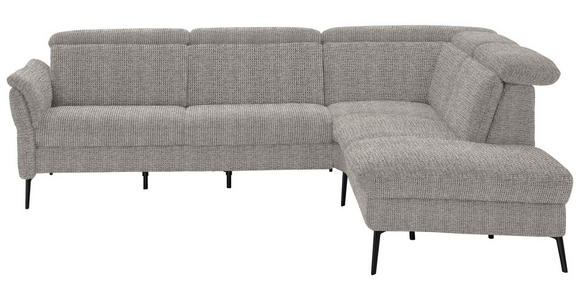 ECKSOFA in Struktur Hellgrau 275/235 cm - Hellgrau/Schwarz, MODERN, Textil/Metall (275/235cm) - Cantus