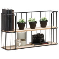 POLICA ZIDNA prirodne boje, crna  metal, drvni materijal  - prirodne boje/crna, Trend, drvni materijal/metal (60/35/17cm) - Landscape